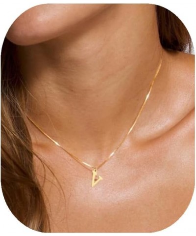 Initial Necklaces for Women Girls, Dainty Gold Necklace for women Trendy A-Z Initial Necklace Gold Chain Necklace Herringbone...