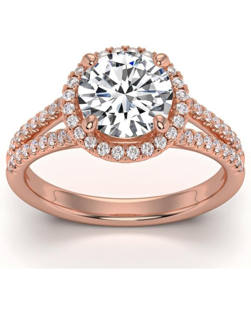 3Ct Halo Diamond Engagement Ring Split Band White, Yellow or Rose Gold Lab Grown Rose Gold $522.00 Rings