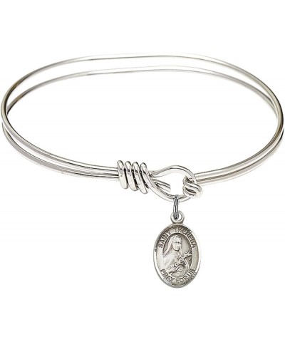 Oval Eye Hook Bangle Bracelet w/St. Theresa in Sterling Silver 5.75 Inches $27.87 Bracelets