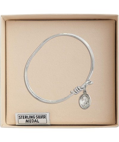 Oval Eye Hook Bangle Bracelet w/St. Theresa in Sterling Silver 5.75 Inches $27.87 Bracelets