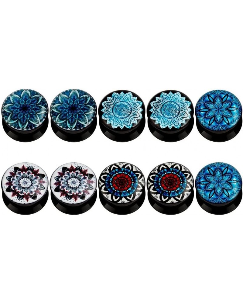 KUBOOZ(5 Pairs Frost-Flower Acrylic Ear Plugs Tunnels Gauges Stretcher Piercings Gauge:5/8"(16mm) $10.44 Body Jewelry