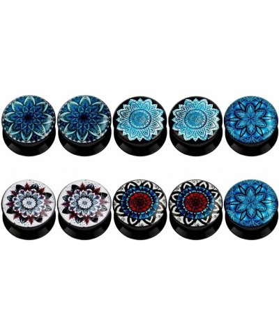 KUBOOZ(5 Pairs Frost-Flower Acrylic Ear Plugs Tunnels Gauges Stretcher Piercings Gauge:5/8"(16mm) $10.44 Body Jewelry