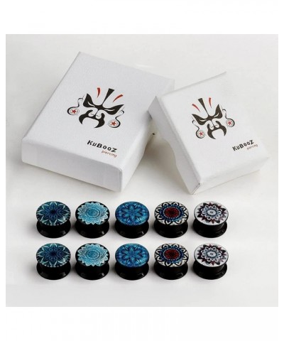 KUBOOZ(5 Pairs Frost-Flower Acrylic Ear Plugs Tunnels Gauges Stretcher Piercings Gauge:5/8"(16mm) $10.44 Body Jewelry