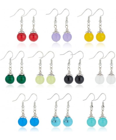 10 Pairs Natural Stone Dangling Earrings Dangle Earrings for Women Genuine Stone Crystal Earrings Colorful Beaded Earrings Ch...