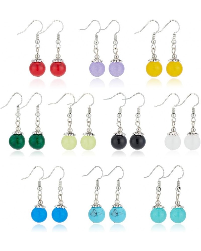 10 Pairs Natural Stone Dangling Earrings Dangle Earrings for Women Genuine Stone Crystal Earrings Colorful Beaded Earrings Ch...