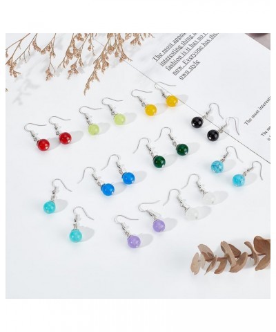 10 Pairs Natural Stone Dangling Earrings Dangle Earrings for Women Genuine Stone Crystal Earrings Colorful Beaded Earrings Ch...