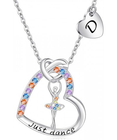 Ballet Necklace Jewelry for Women Heart Letter Colorful CZ Ballerina Necklace 26 Alphabet Dance Recital Necklace for Daughter...