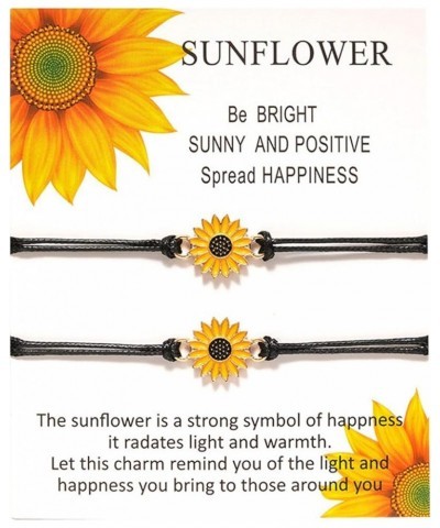 2 Pcs Bohemian Waterproof String Sunflower Flower Daisy Matching Anklet Bracelets for Women Girls Mens Boys Couples Adjustabl...