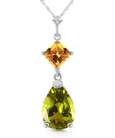 14k Yellow, White, Rose Gold Natural Citrine and Peridot Drop Pendant Necklace White Gold 18.0 Inches $99.72 Necklaces