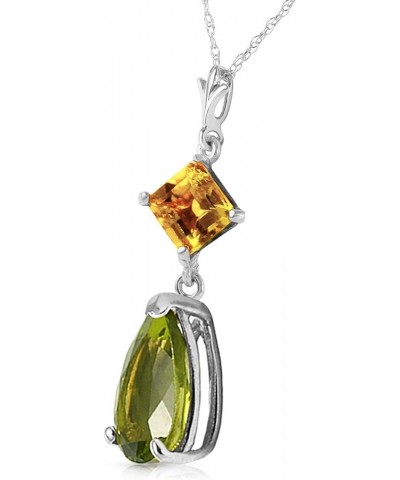 14k Yellow, White, Rose Gold Natural Citrine and Peridot Drop Pendant Necklace White Gold 18.0 Inches $99.72 Necklaces