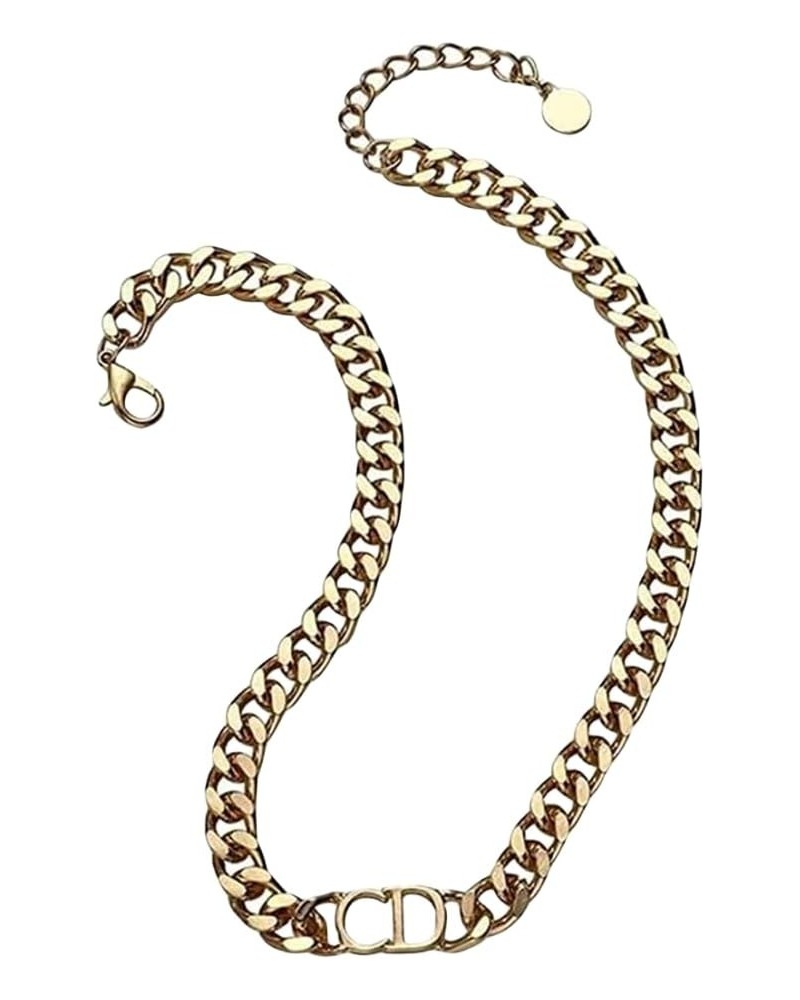 18K Gold Plated Cuban Chain Choker Letter Initial Stainless Steel Non-18K Gilded for Women Fading Dainty Necklace Jewelry Gif...