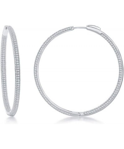 Sterling Silver 25mm, 30mm, 40mm, or 50mm Inside-Outside Micro Pave CZ Hoop Earrings 50mm $34.44 Earrings