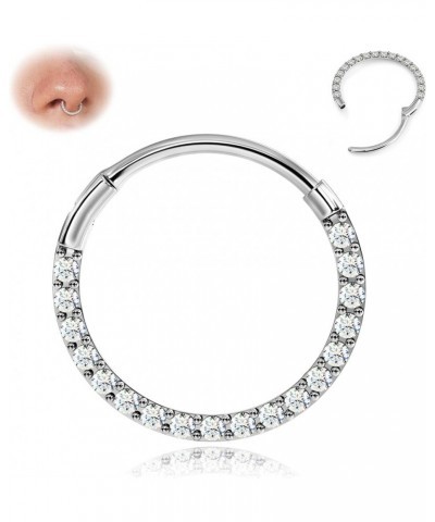 Hinged CZ Septum Rings - 316L Surgical Steel Nose Rings Hoops for Women 20G/18G/16G Cartilage Earrings Conch Piercing Jewelry...