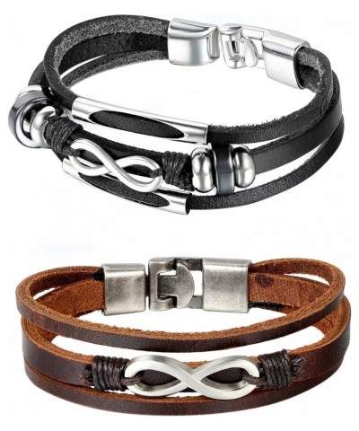 His Hers Stainless Steel Infinity Symbol Leather Bracelet,Fit for 6-8.1Inch Bracelet $10.07 Bracelets