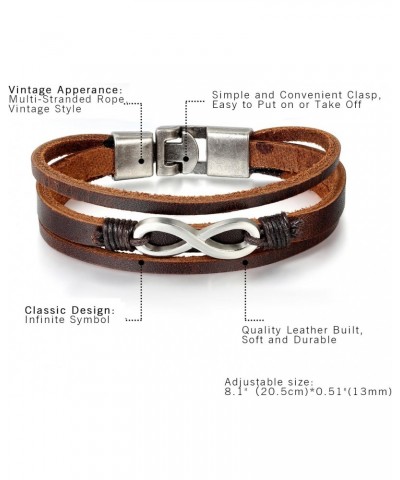 His Hers Stainless Steel Infinity Symbol Leather Bracelet,Fit for 6-8.1Inch Bracelet $10.07 Bracelets