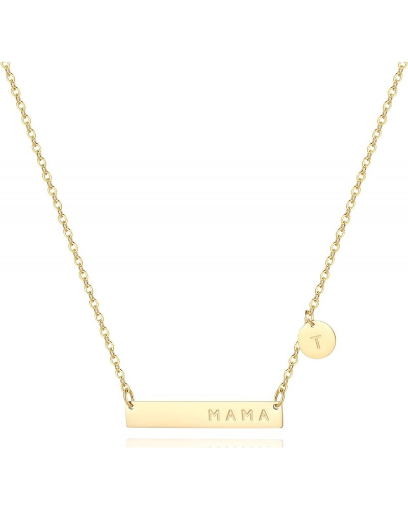 MAMA Bar Necklace,Initial Necklace,mama necklaces for women,18K Gold Plated Mama Necklace,Mothers Day Gifts T $8.24 Necklaces