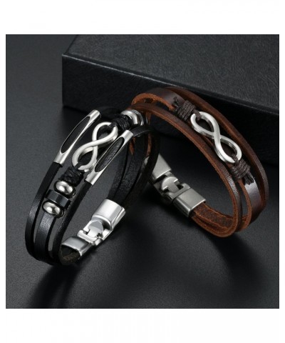 His Hers Stainless Steel Infinity Symbol Leather Bracelet,Fit for 6-8.1Inch Bracelet $10.07 Bracelets