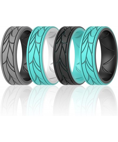 Silicone Bands for Women - Breathable Round Pattern Design 6.8mm Wide 1.8mm Thick Black -Grey A, Teal B-Black, White-Teal B, ...