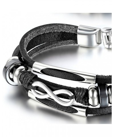 His Hers Stainless Steel Infinity Symbol Leather Bracelet,Fit for 6-8.1Inch Bracelet $10.07 Bracelets