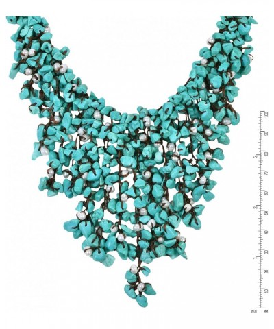 Simulated Turquoise-Cultured Freshwater Pearl Waterfall On Cotton Wax Rope Toggle Necklace $17.90 Necklaces