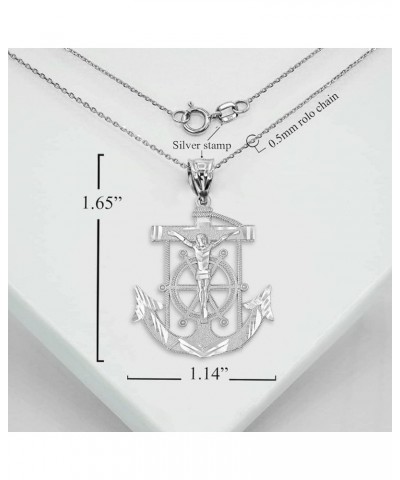 Exquisite .925 Sterling Silver Mariner Crucifix Jesus Christ Anchor Cross Nautical Pendant Necklace - Choice of Metal & Lengt...