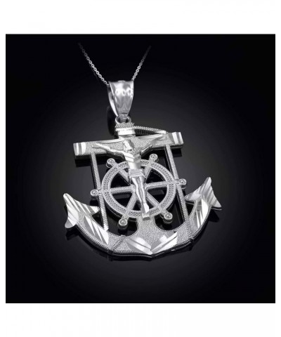 Exquisite .925 Sterling Silver Mariner Crucifix Jesus Christ Anchor Cross Nautical Pendant Necklace - Choice of Metal & Lengt...