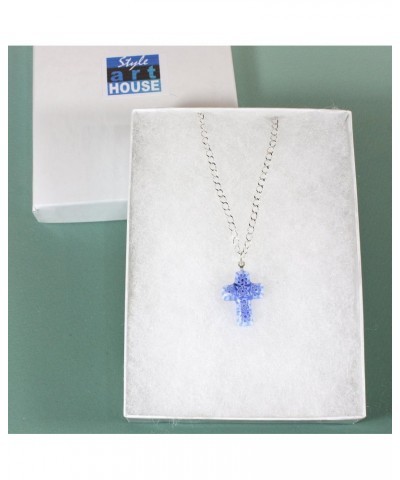 God Loves the Cornflowers Murano Glass Millefiori Blue Cross Necklace, 18 Inch Adjustable $10.23 Necklaces