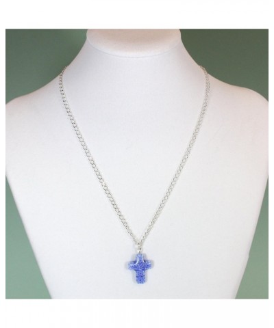 God Loves the Cornflowers Murano Glass Millefiori Blue Cross Necklace, 18 Inch Adjustable $10.23 Necklaces