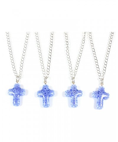 God Loves the Cornflowers Murano Glass Millefiori Blue Cross Necklace, 18 Inch Adjustable $10.23 Necklaces