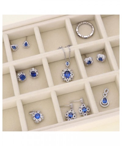 Sterling Silver Teardrop Simulated Blue Sapphire Cubic Zirconia CZ Stud Earrings for Women, Rhodium Plated $15.45 Earrings