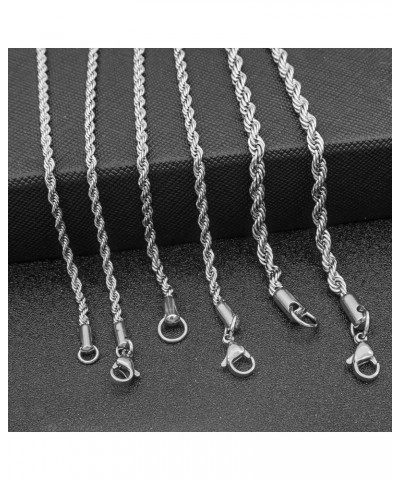 3 4mm Stainless Steel Chain Silver Tone Twist Rope Necklace Chain 20 24 28 inch 18.0 Inches 2.4mm $6.23 Necklaces