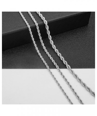 3 4mm Stainless Steel Chain Silver Tone Twist Rope Necklace Chain 20 24 28 inch 18.0 Inches 2.4mm $6.23 Necklaces