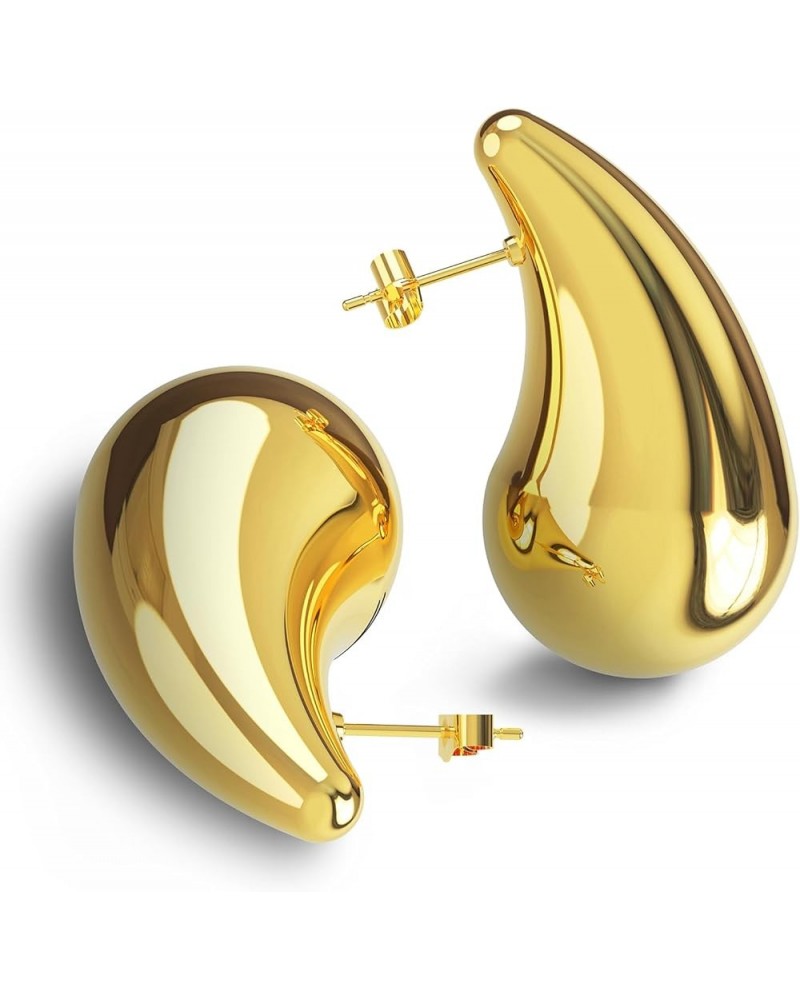 Fashion Women's Hoop Chunky Earrings Lightweight Waterdrop Gold-Large $4.23 Earrings