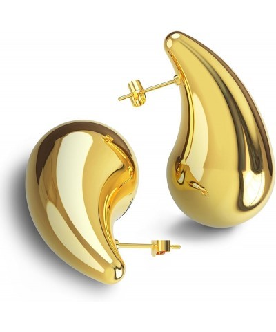 Fashion Women's Hoop Chunky Earrings Lightweight Waterdrop Gold-Large $4.23 Earrings