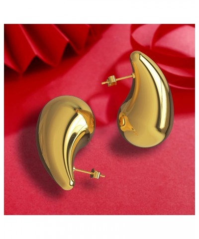 Fashion Women's Hoop Chunky Earrings Lightweight Waterdrop Gold-Large $4.23 Earrings