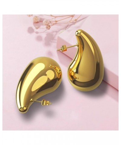 Fashion Women's Hoop Chunky Earrings Lightweight Waterdrop Gold-Large $4.23 Earrings