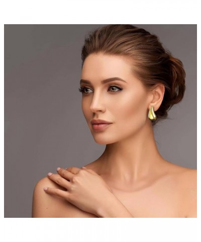 Fashion Women's Hoop Chunky Earrings Lightweight Waterdrop Gold-Large $4.23 Earrings