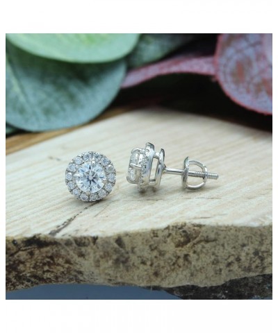 Moissanite Earrings Studs 18K Gold Plated Sterling Silver Stud Halo Earrings 0.6 Carat D Color VVS1 Round Cut Lab Created Dia...