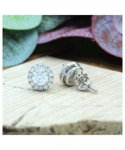 Moissanite Earrings Studs 18K Gold Plated Sterling Silver Stud Halo Earrings 0.6 Carat D Color VVS1 Round Cut Lab Created Dia...