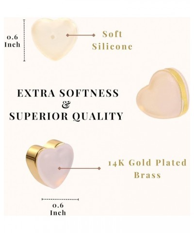 Earring Back Replacements with Hypoallergenic Silicone, 14K Gold Plate Comfortable for Daily Wear - Mesh Design Heart 6 Gold ...