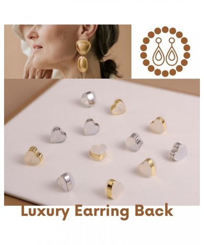 Earring Back Replacements with Hypoallergenic Silicone, 14K Gold Plate Comfortable for Daily Wear - Mesh Design Heart 6 Gold ...