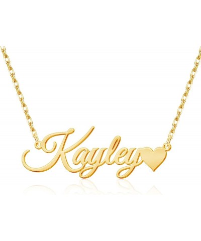 Layered Name Necklace Personalized with Heart Custom 18K Gold Plated Nameplate Pendant Customized Choker Name Necklace for Wo...