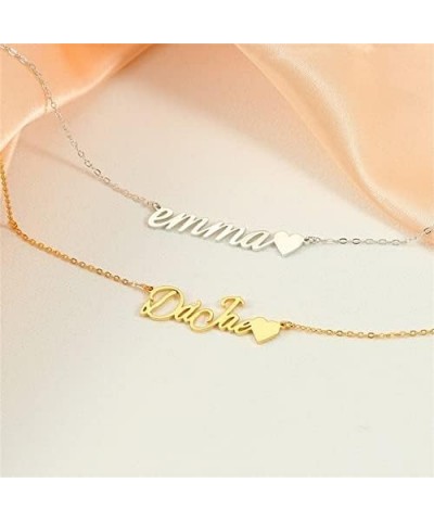 Layered Name Necklace Personalized with Heart Custom 18K Gold Plated Nameplate Pendant Customized Choker Name Necklace for Wo...