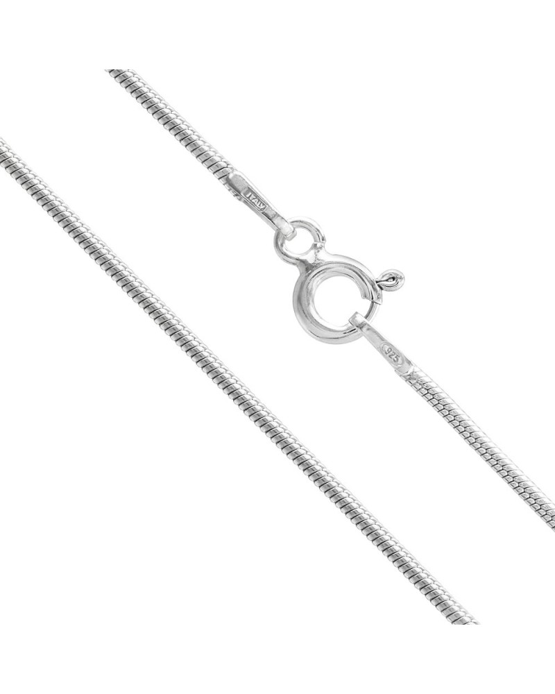 Sterling Silver Chain Necklace for Women Snake 1mm Tarnish Resistant Responsibly Sourced - Non-Migrating Clasp Design - Sterl...