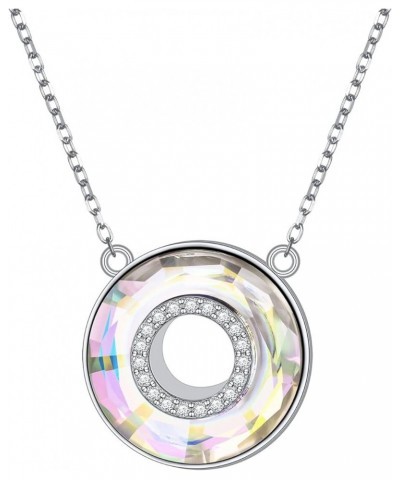 Circle Eternity Necklaces for Women S925 Sterling Silver Dainty Simple Created Crystal Circle Pendant Necklace,Rolo Chain,18+...