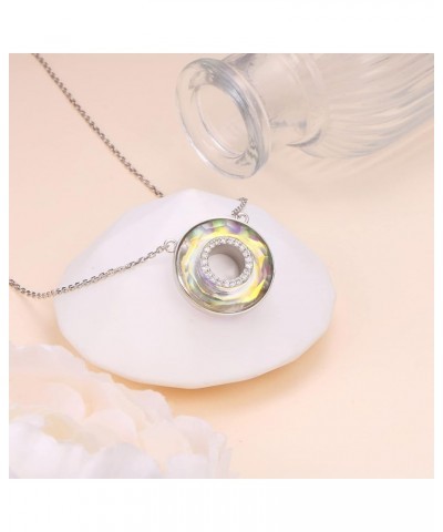 Circle Eternity Necklaces for Women S925 Sterling Silver Dainty Simple Created Crystal Circle Pendant Necklace,Rolo Chain,18+...