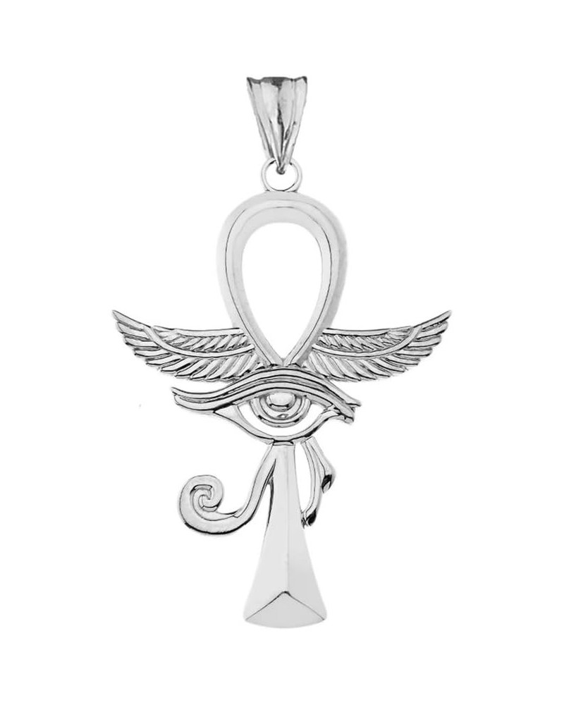 10K Gold Egyptian Ankh Cross with Eye of Horus Hieroglyphic Key of Life Charm Pendant - Choice of Metal Color White Gold $77....