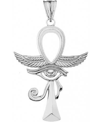 10K Gold Egyptian Ankh Cross with Eye of Horus Hieroglyphic Key of Life Charm Pendant - Choice of Metal Color White Gold $77....