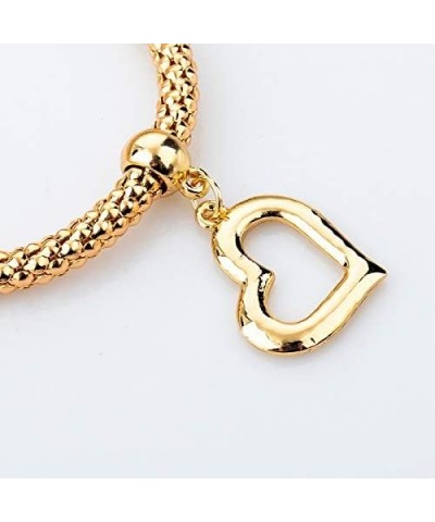 3Pcs Gold Silver Rose Gold Plated Charm Bracelet for Women Stretch Crystal Multilayer Bracelet Heart $8.50 Bracelets