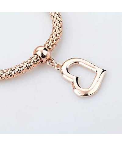 3Pcs Gold Silver Rose Gold Plated Charm Bracelet for Women Stretch Crystal Multilayer Bracelet Heart $8.50 Bracelets